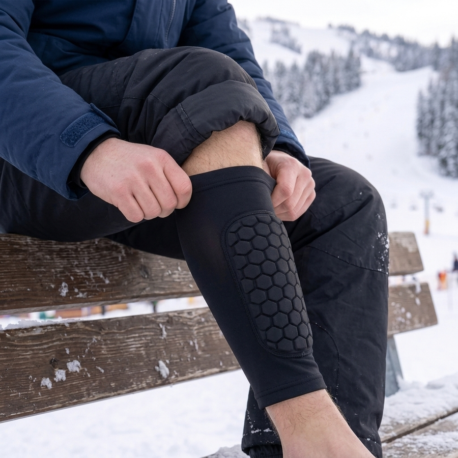 SkiGuard trekkes over leggen